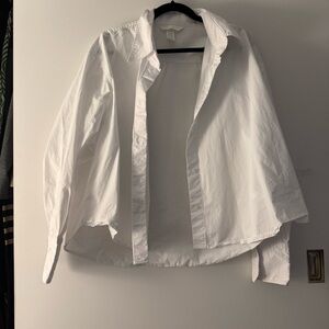 H&M Cropped White Button-Up Shirt